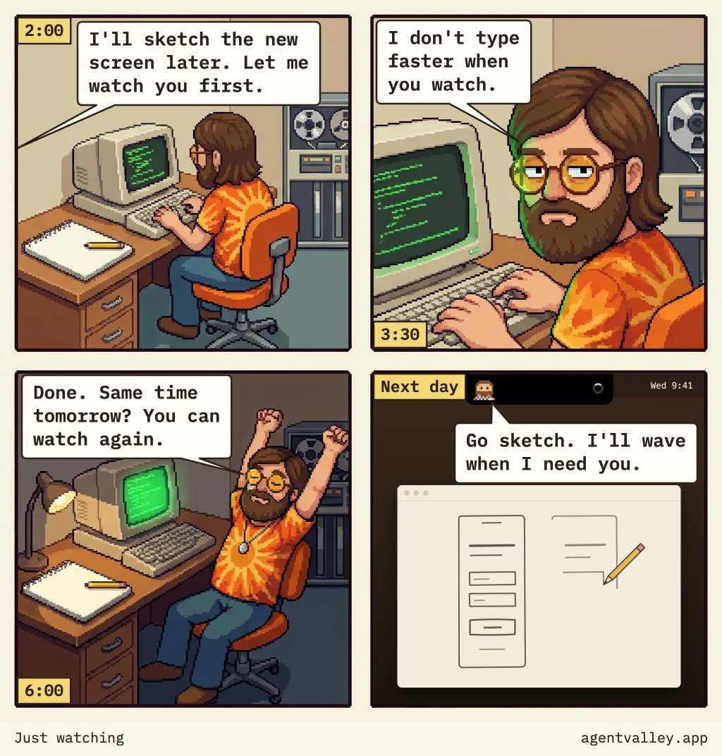 Four-panel pixel-art comic starring Sunny. The words are below.